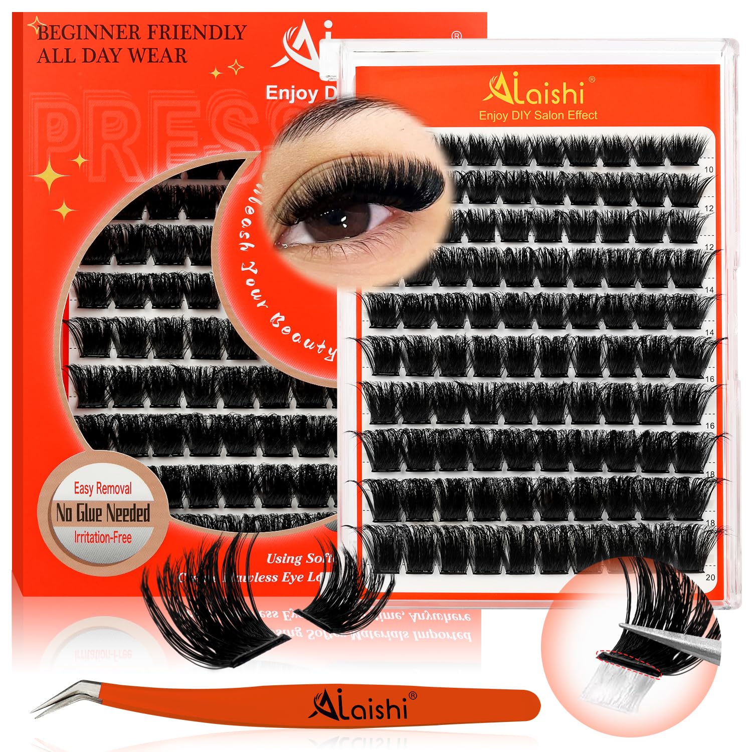 Photo 1 of ***MISSING PARTS***
AILAISHI Self Adhesive Eyelashes, 200D Fluffy No Glue Needed Lashes, DIY Lash Cluster Eyelash Extensions Kit 10?20mm,100pcs D Curl Soft Natural Lashes with Tweezers–Fake Cat Eye Individual Clusters