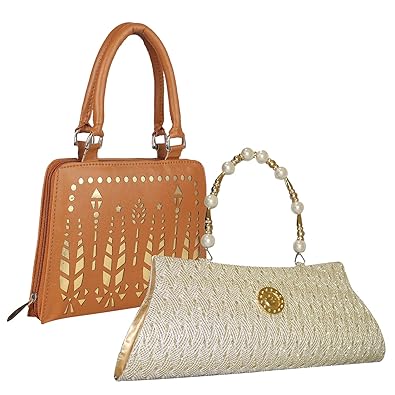 Element Cart Womens PU Leather Clutch, Purses and Wallet Orange, Gold Color for Women/Girls(CLUTCH-143_CLUTCH-164)