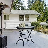PHI VILLA Folding Side Table, Round Patio Table, Tempered Glass Top view 8