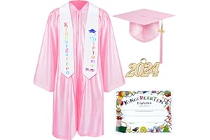 MUKUM Kindergarten Graduation Cap and Gown Set with Tassel 2024 Charms Graduations Stoles for Kid Preschool