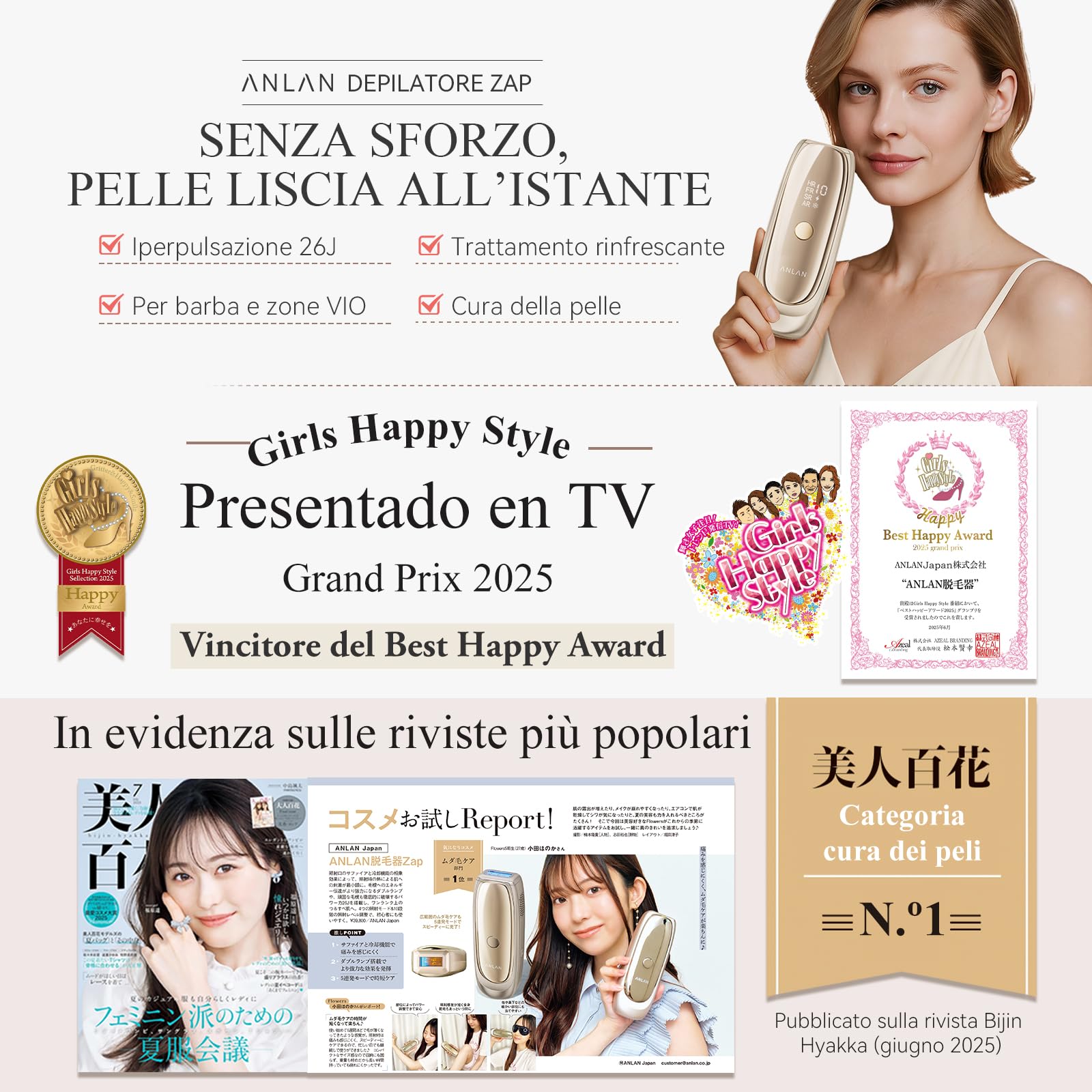 ANLAN 26J IPL Geräte Haarentfernung, Saphir Eis-Kühlung, Duale Lichter, Laser Haarentfernung zuhause Schmerzlos, 4 Modi, 10 Energiestufen, 0.18s Schnellblitz&5-fach Blitze, Beine, Bikinizone, Gesicht 7