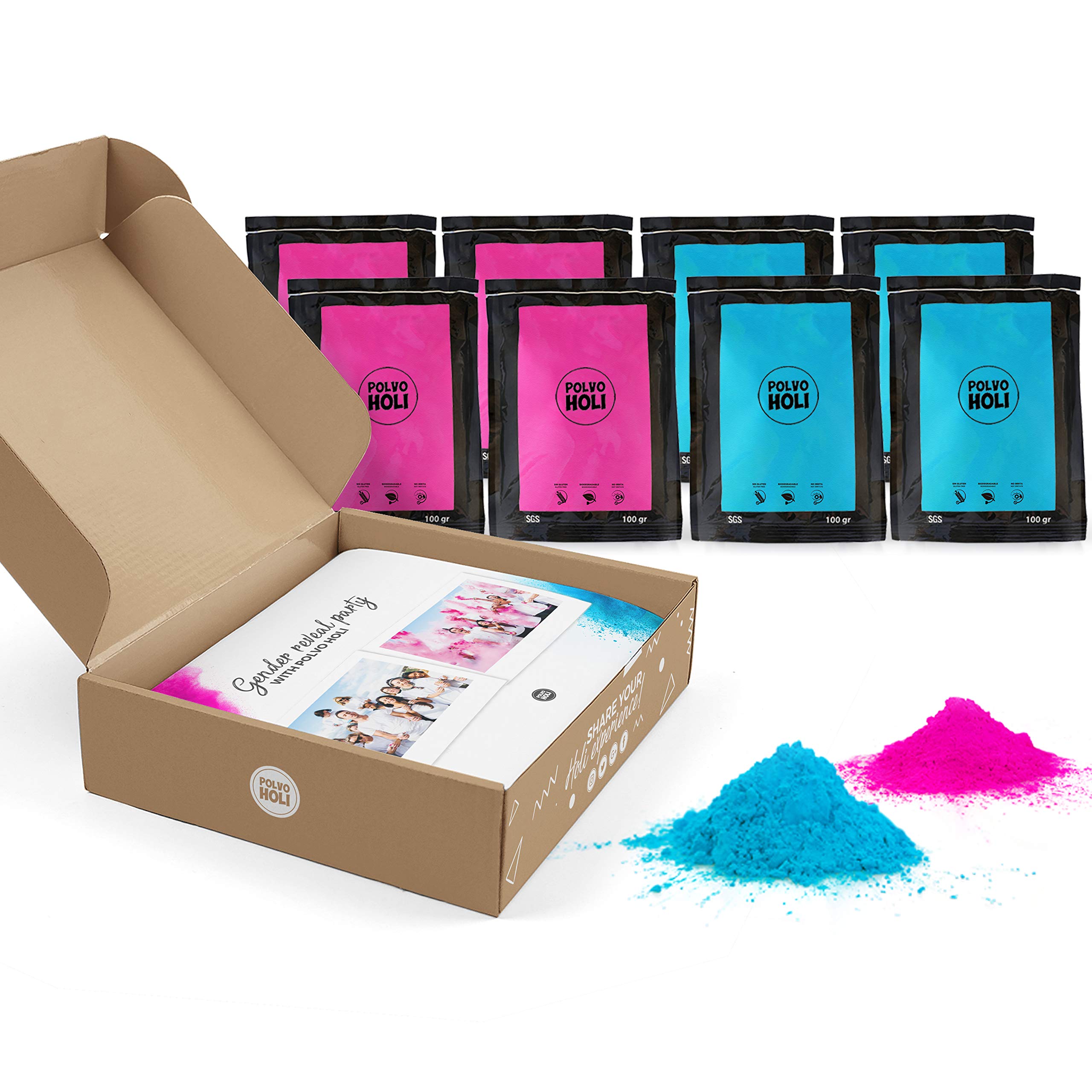 POLVO HOLI - Baby Shower Pack - Shows the baby's gender (Pink and Blue)