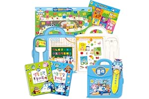 TOYTRON Korean Alphabet Learning Toys ages 1-3, Robocar Poli, Preschool Learning 1 2 3 4 5, Sing Along & Learn to Read Alphabet with Smart Pen & 2 Busy Books, Birthday Gift, 폴리펜 한글, Little Future Book