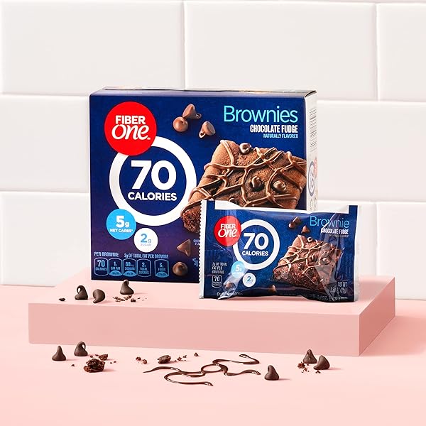FIBER ONE 70 CALORIE BROWNIES, CHOCOLATE FUDGE SNACK BARS, 6 CT, 5.34 OZ