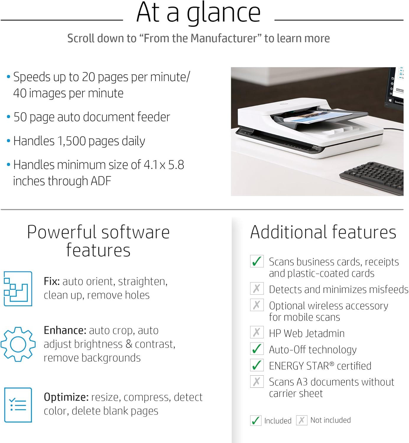 HP ScanJet Pro 2500 f1 Flatbed OCR Scanner: Electronics