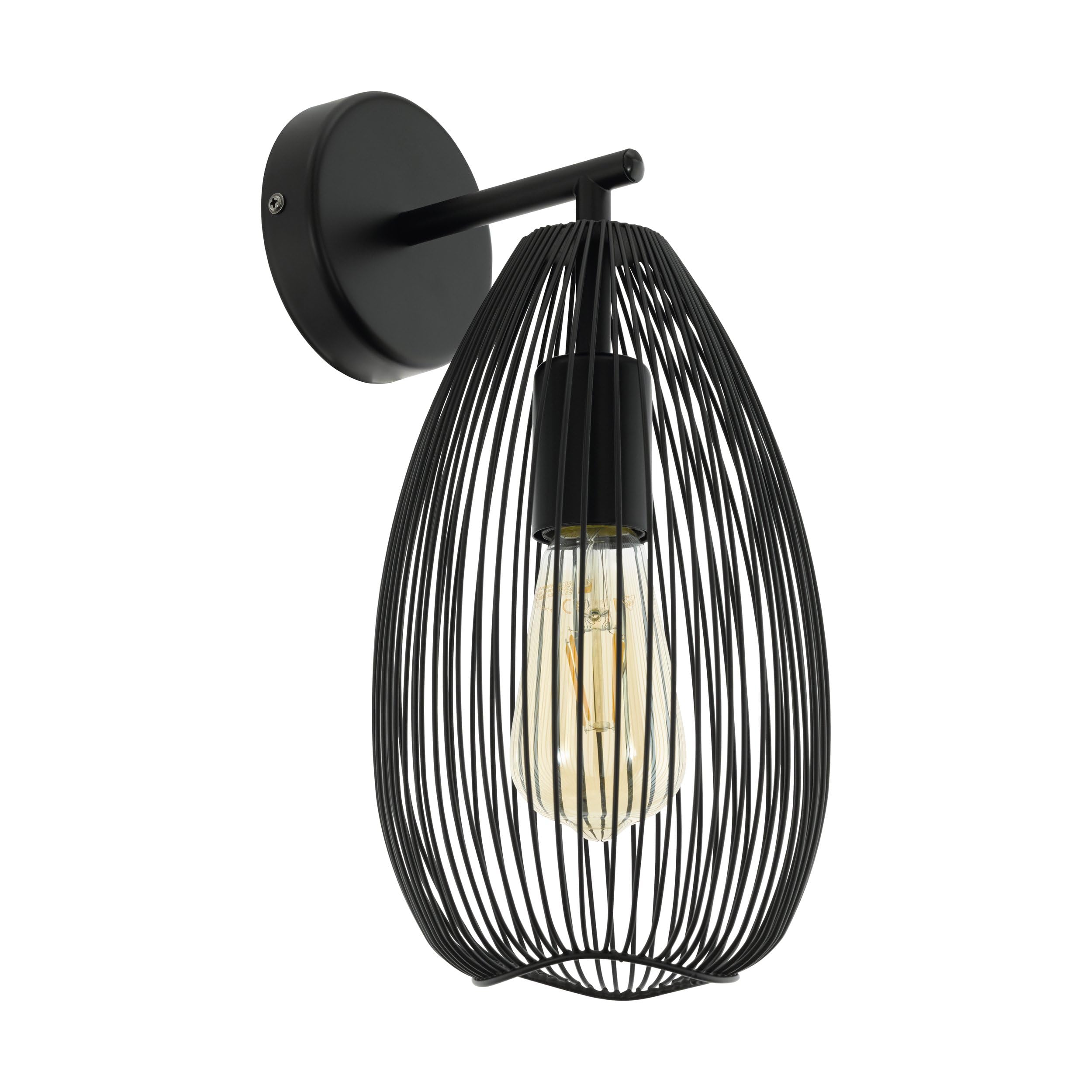 Eglo Wall Lamp Clevedon, Single-Flame wall Light, Material: Steel, Colour: Black, Socket: E27