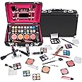 SHANY Carry All Makeup Train Case with Pro Makeup Set, Makeup Brushes, Lipsticks, Eye Shadows, Blushes, Powders, and more - Reusable Makeup Storage Organizer - Premium Gift Packaging - Black