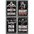 Bodybuilding Posters with Motivational Quotes. Fitness Wall Art Decall for Inspiration. Weight Lifting Workouts Inspirational Images. No Pain No Gain Prints. Great Christmas Gift!