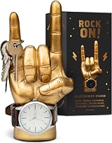 Luckies Rock On Hand Mini Headphone Stand Jewellery Holder Desk Ornament Gold
