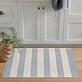 OJIA Front Door Mats Outdoor 24"x36" Machine Washable Indoor Outdoor Rugs Doormat Cotton Woven Entry Rug Striped Small Area R
