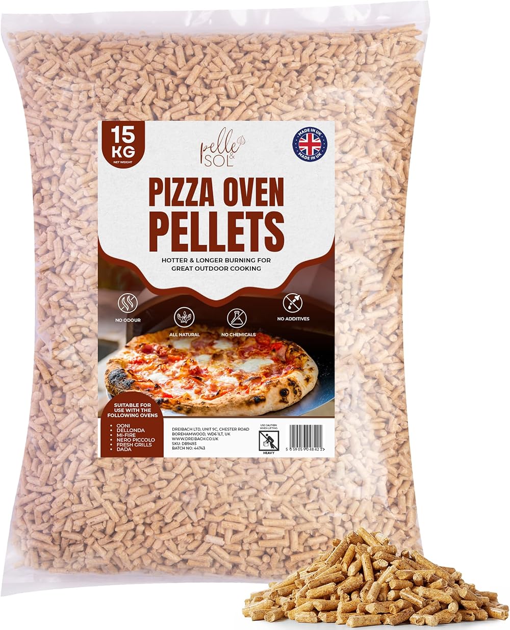 Pelle & Sol 15kg Wood Pellets Premium Fuel for Ovens Grills High Heat