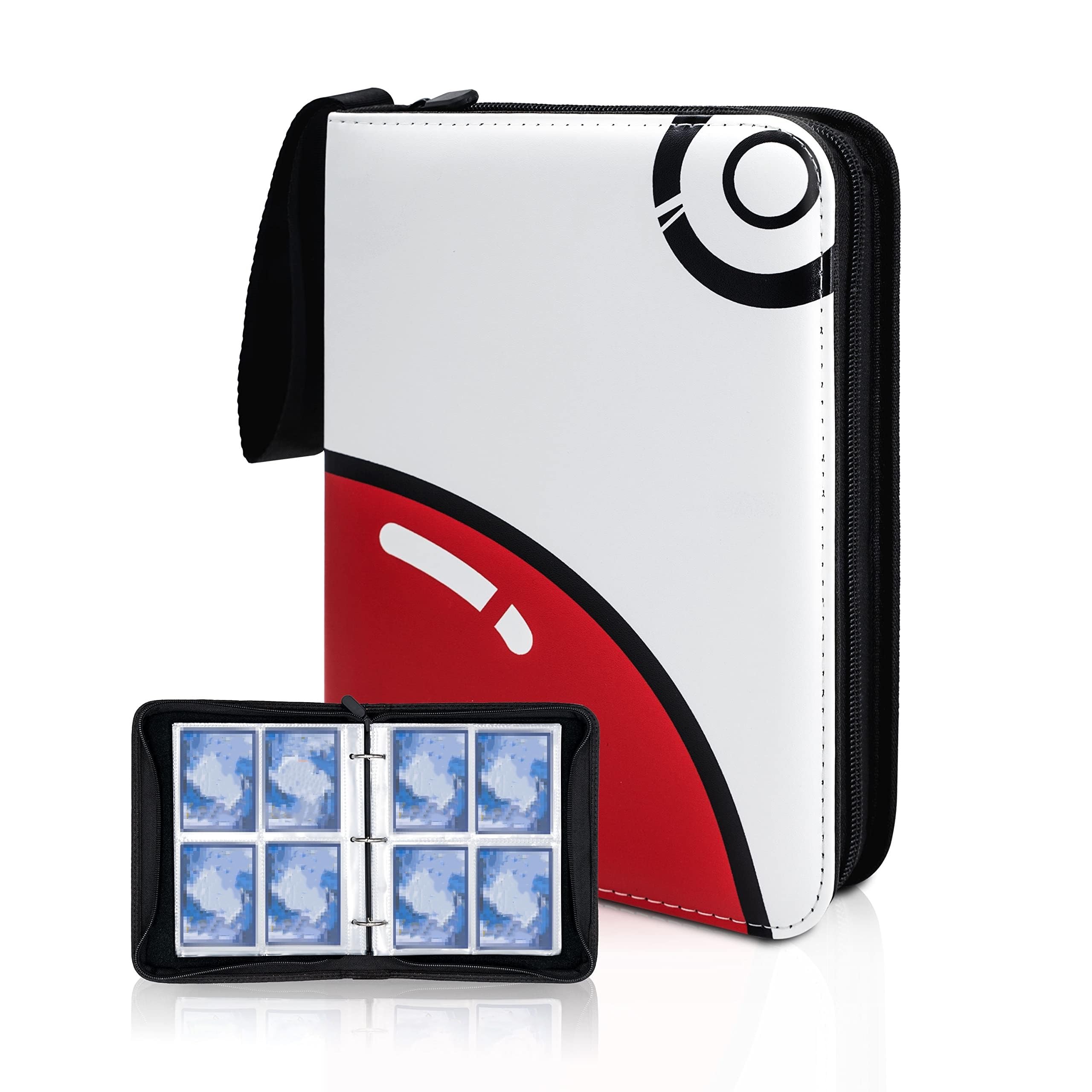 Card Binder for Pokemon, 4 Pocket with 60 Removable Pages 480 Pockets, Zipper Trading Card Binder Album Folder