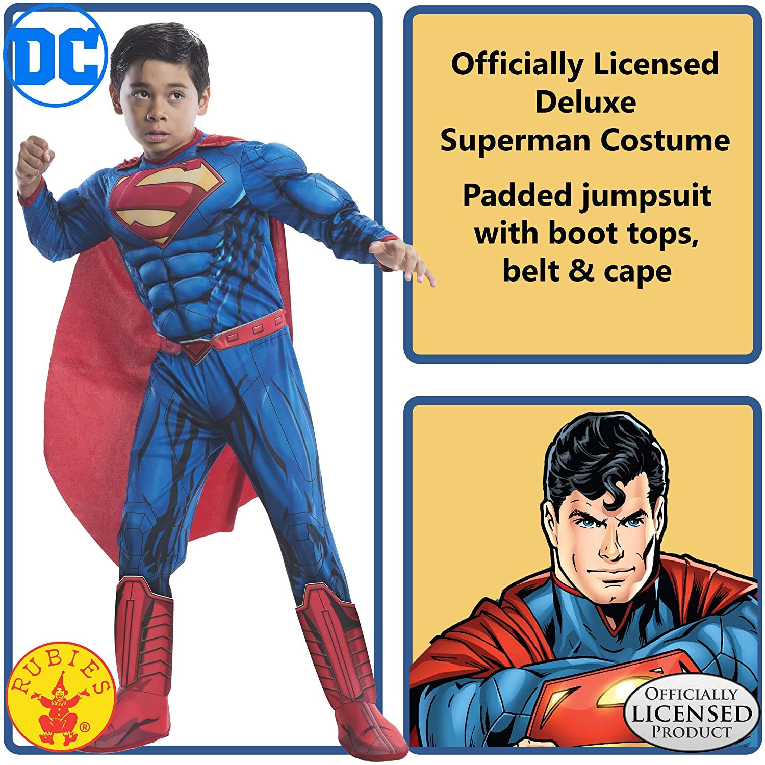 Rubies DC Comics Superheroes: Superman Costume for Kids, Boy's Large