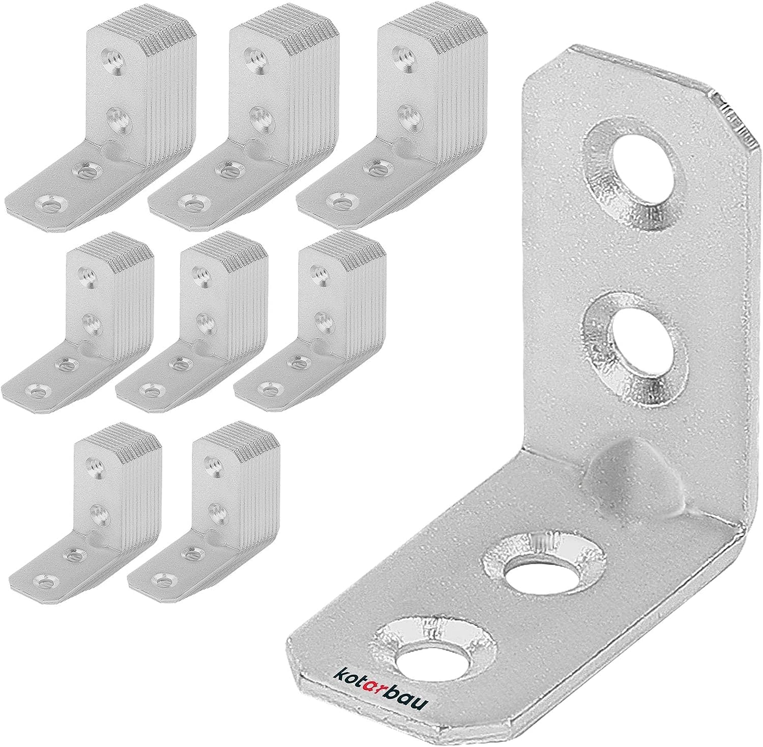 KOTARBAU - 100 Piece Set of Angle Brackets 30 x 30 x 16 x 2 mm – Reinforced Alloy Steel Corner Brackets with Mounting Holes – Heavy-Duty Galvanized Wood Connectors