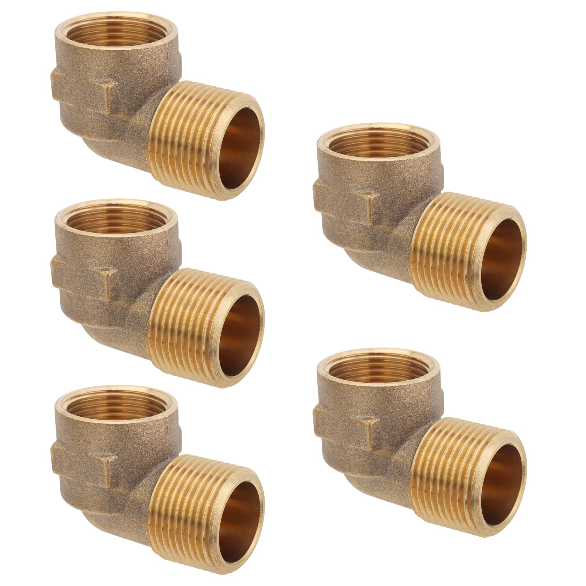 LTWFITTING Brass Pipe 90 Deg 3/4-Inch Male BSPT x 3/4-Inch Female BSPP Street Elbow Forged Fitting Fuel Air Boat (Pack of 5)