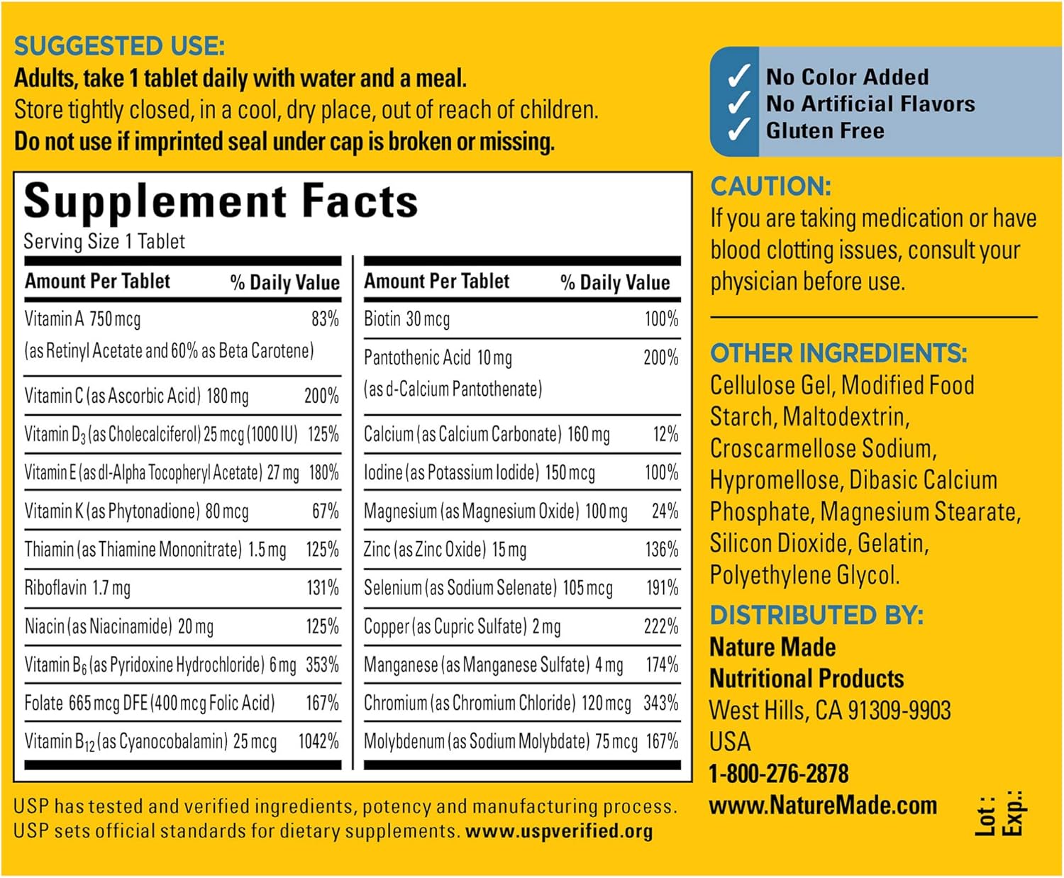 Nature Made Men's Multivitamin 50+ Tablets with Vitamin D, 90 Count: Health & Personal Care