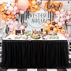 QueenDream Rectangle Black Table Skirts Tulle Table