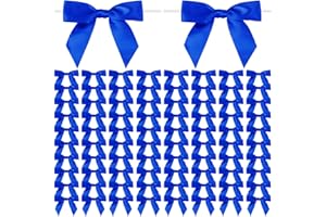 ADODOTOE Royal Blue Twist Tie Bows, 100 Pcs Satin Twist Tie Bows for Treat Bag Satin Ribbon Tie Bows for Tying Up Packages Present Bags Bakery Candy Bags Decorating Ribbon Bow Gift Wrap Bows