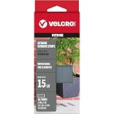 VELCRO Brand Extreme Outdoor Strips, Titanium, 4in x 1in, 10 Sets | Strong Adhesive Fasteners Hold Up To 15 Lbs On Rough Surfaces; UV And Weather Resistant For Exterior Installations