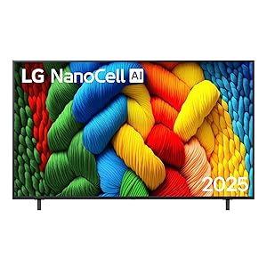 LG NanoCell AI NANO80 65 pollici, Smart TV 4K, Processore α7 Gen8, Tecnologia NanoCell, webOS con AI e telecomando puntatore AI, Filmmaker mode, Gaming con VRR 4K@60Hz, 65NANO80A6B 2025