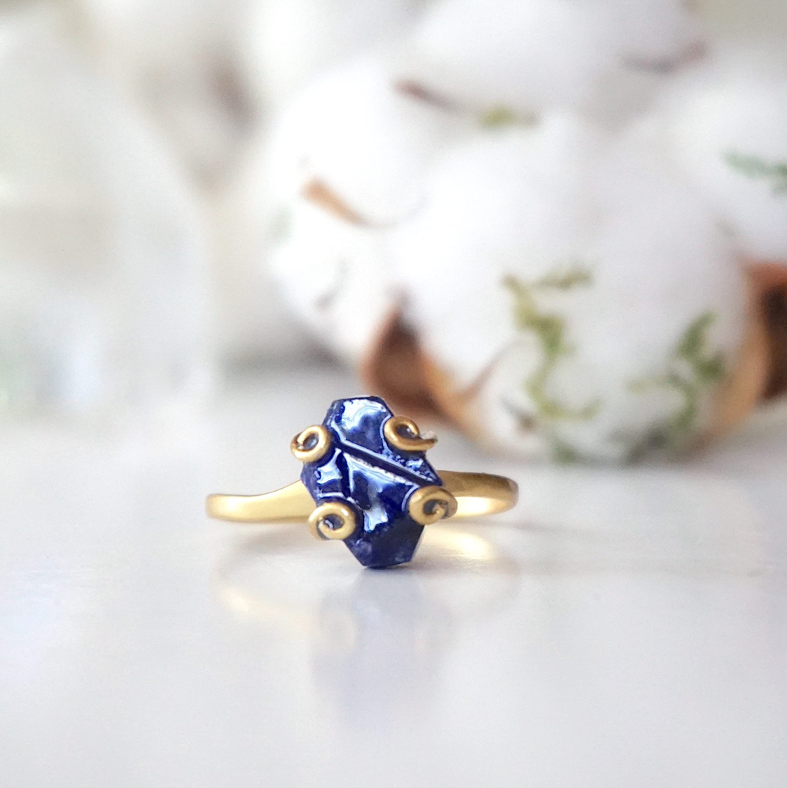 Raw Sapphire Adjustable Ring