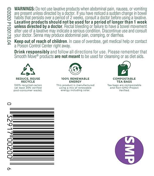 TRADITIONAL MEDICINALS ORGANIC SMOOTH MOVE SENNA PEPPERMINT HERBAL TEA, RELIEVES OCCASIONAL CONSTIPATION, (PACK OF 3) 48 TEA BAGS TOTAL