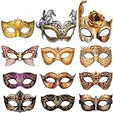 Blulu 12 Pcs Mardi Gras Masquerade Mask Paper