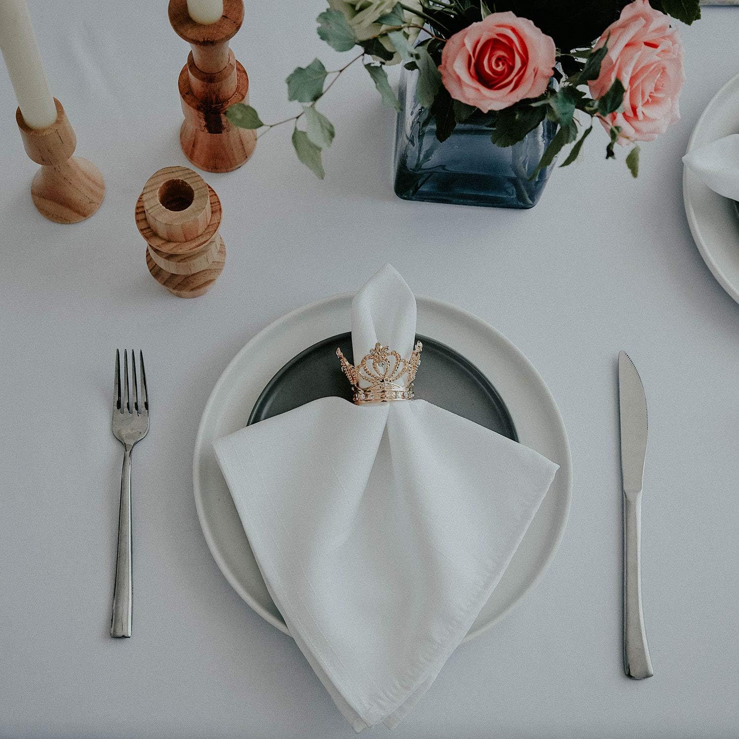 AW BRIDAL Deer Napkin Rings - Set of 4 Gold Napkin Rings Christmas, Holidays, Thanksgiving, Easter: Kitchen & Dining
