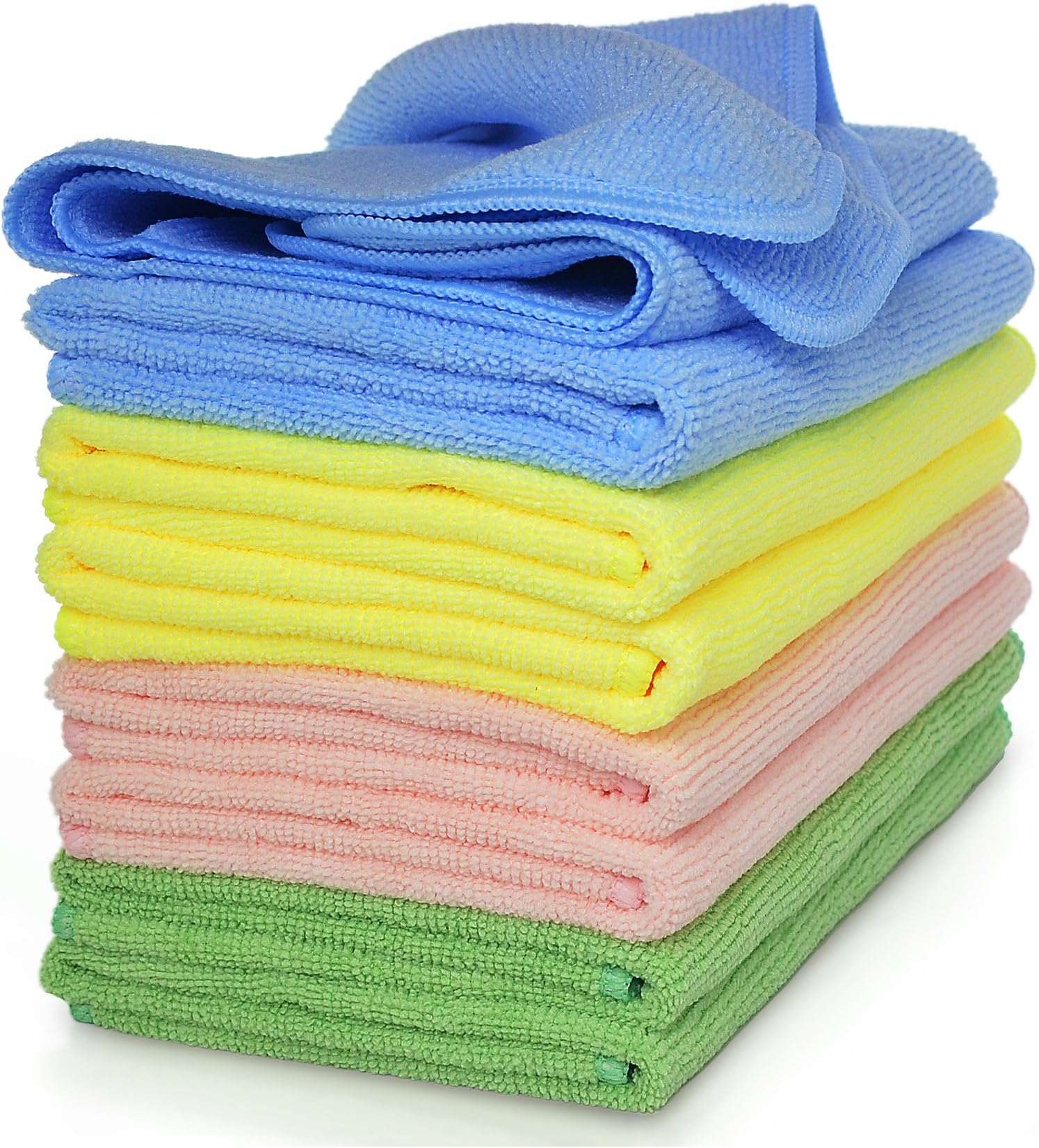 VibraWipe Microfiber Cleaning Cloth, Large Size 14.2 x 14.2 inches, 8-Pack, Thick and Large All Purpose Cleaning Towel, Microfiber Cloth, Cars, Glass, Window, Machine Washable, Lint-Free