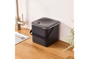 Minky Homecare Kitchen Compost Bin – Countertop Food Waste Caddy with Easy Wipe Clean Interior – Made in The UK - 3.5L (0.9 gal.) ECO Black