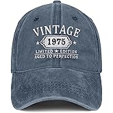 50th Birthday Gifts for Her Him Vintage 1975 Embroidered Black Baseball Cap Women Men