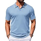COOFANDY Mens Polo Shirts Short Sleeve Casual Knit Polo Shirt Vintage Golf T Shirts Old Money Tops