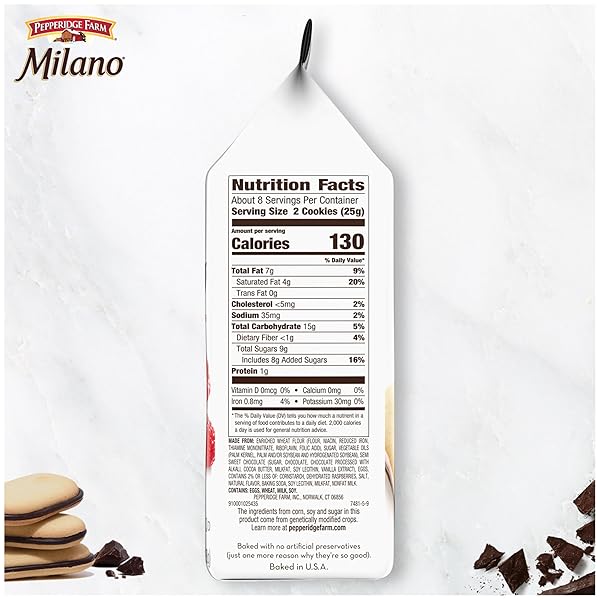 PEPPERIDGE FARM MILANO COOKIES, RASPBERRY CHOCOLATE, 7 OZ. BAG