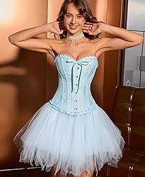 SZIVYSHI Azure Blue Corset Top for Women - Overbust