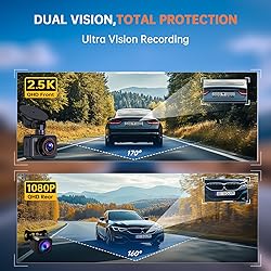 E-YEEGER Dash Cam Front and Rear, 2.5K Dual Dash