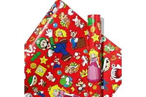 YOPENMOUNE 5 Pcs Mario Wrapping Paper Super Bros Gift Wrap Bulk Art Paper Folded Flat for Baby Shower Mario Birthday Party Decorations Wedding DIY Crafts Gift Packing, 20 x 30 Inch