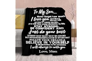 VIRUDHAKA To My Son Blanket From Mom Personalized Gift for Man to Be Dad Husband,Soft Throw Courage Inpsirational Sheet Lightweight Quilt Gifts for Boys Kid Birthday Flannel Blankets for Couch Bed-120"x90" King