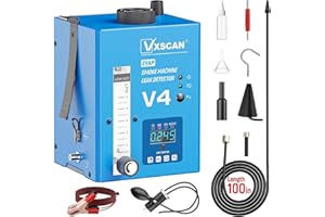 VXSCAN Automotive EVAP Smoke Machine, Diagnostic Vacuum Leak Detection Tester, Dual Mode Fuel Pipe Leak Detector with Pressure Gauge & Air Flowmeter for Motorcycle/Car/Truck/Boat