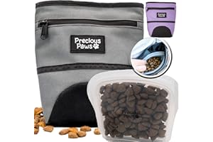 Precious Paws Treat Bag - Large Pouch With Silicone Insert and Magnetic Closure for Easy Dog Training and Storage - Poop Bag Holder - Treat Pouches (Grey)