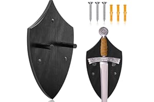Queekay Wooden Sword Wall Mount Plaque Hanger for Katana Sword Display Stand for Wall Display Plaque with Hardware(Bright Black,Classic)