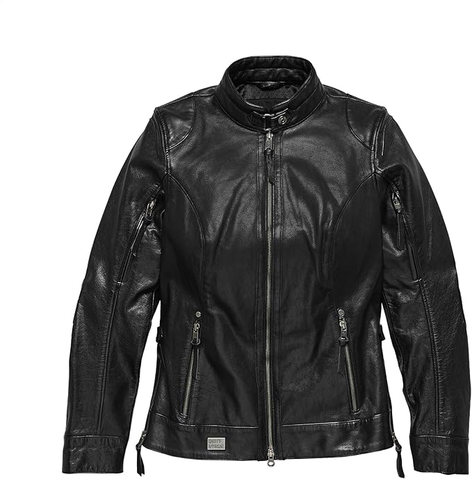 Amazon Co Jp ハーレーダビッドソン レディース ラインステッチ レザージャケット ブラック 服 ファッション小物