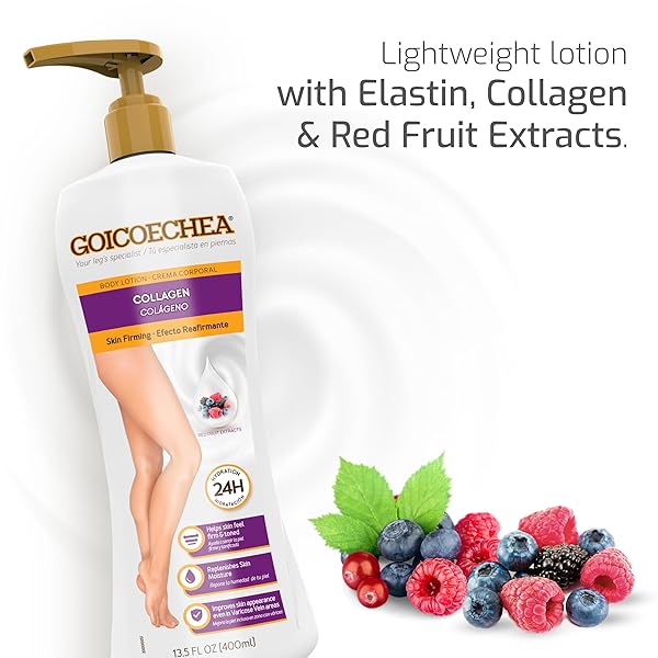 GOICOECHEA SKIN FIRMING CREAM | BODY LOTION WITH COLLAGEN ELASTIN FOR WOMEN, SKIN TONED & FIRMING LOTION, FORMULA FOR VARICOSE VEINS & RESTLESS LEGS, 24H HYDRATION, 13.5 OZ, 1-PACK
