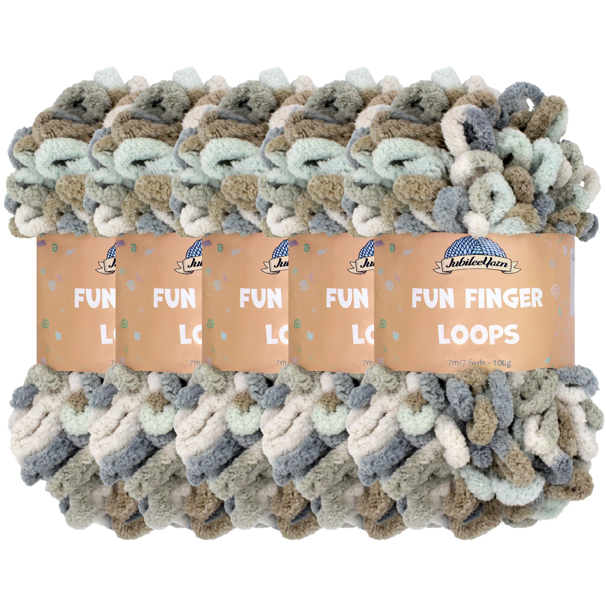 JubileeYarn Fun Finger Loops Yarn - Polyester Jumbo Weight Loop Yarn - 100g/Skein - Selene - 5 Skeins