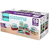 Sistema Food Storage Containers with Lids for Lunch, Meal Prep and Leftovers, Dishwasher Safe, BPA-Free, Teal, 18 Piece Set