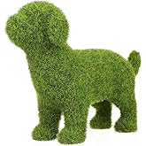RORPOIR European Style Dog Figurine 6.88 Inch Outdoor Garden Ornament with Yarn Flocking Realistic Dog Topiary for Patio Lawn Decor