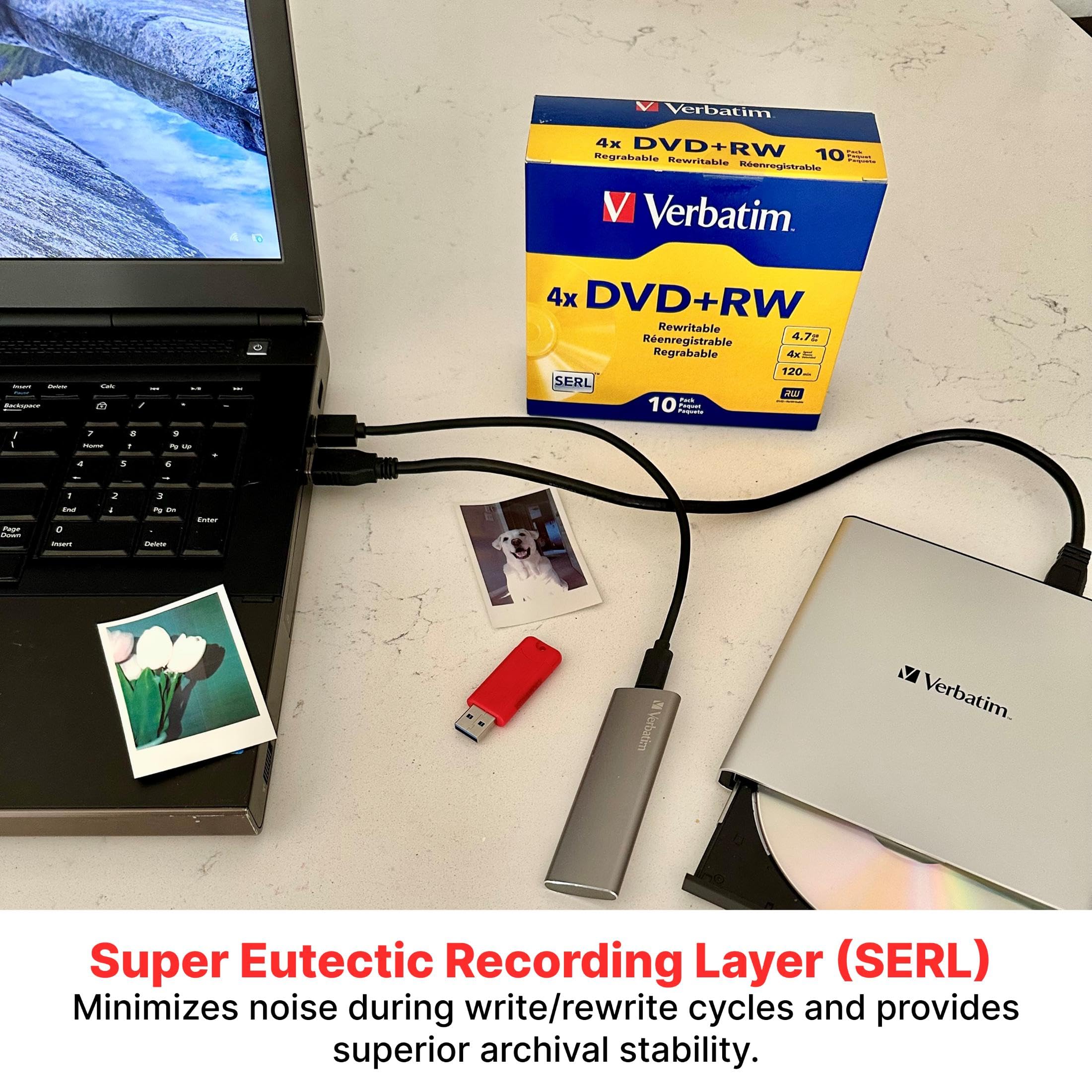 Verbatim DVD+RW 4.7GB 120Min Up to 4X Blank Discs Rewritable Up to 1000 times - 30pk Spindle