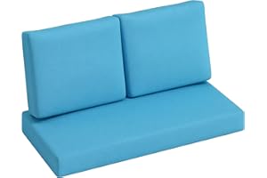 Outsunny 2 Seater 5" Thick Outdoor Seat Cushions with 7" Backrest, Loveseat Outdoor Furniture Cushions, Fade-Resistant Replac