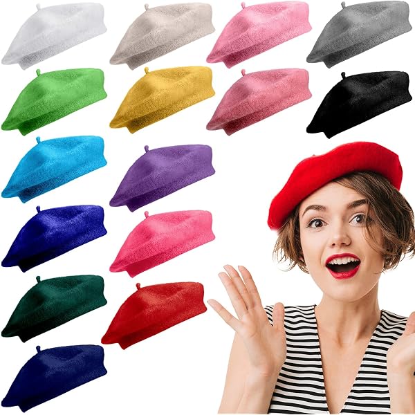 5399 48 Pcs Women Wool Beret Hat With Silky Scarf French Beret Bulk For Women 16 Pcs Wool Beret Hat for Women Winter Hats French Beret  main image 2