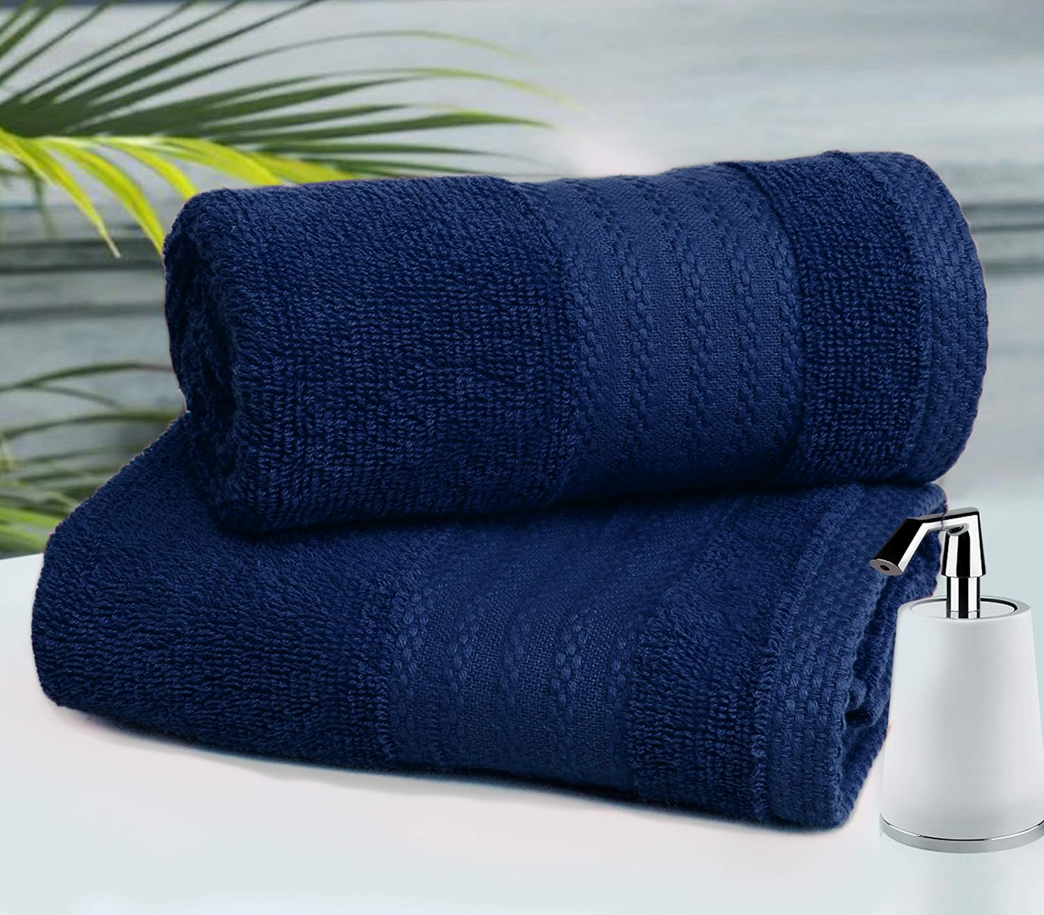 Glamburg Premium Cotton 4 Pack Bath Towel Set - 100% Pure Cotton - 4 Bath Towels 27x54 - Ideal for Everyday use - Ultra Soft & Highly Absorbent - Navy: Kitchen & Dining