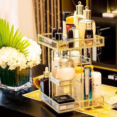 Dawoo Makeup Organizer Antique Countertop Cosmetic Storage Box